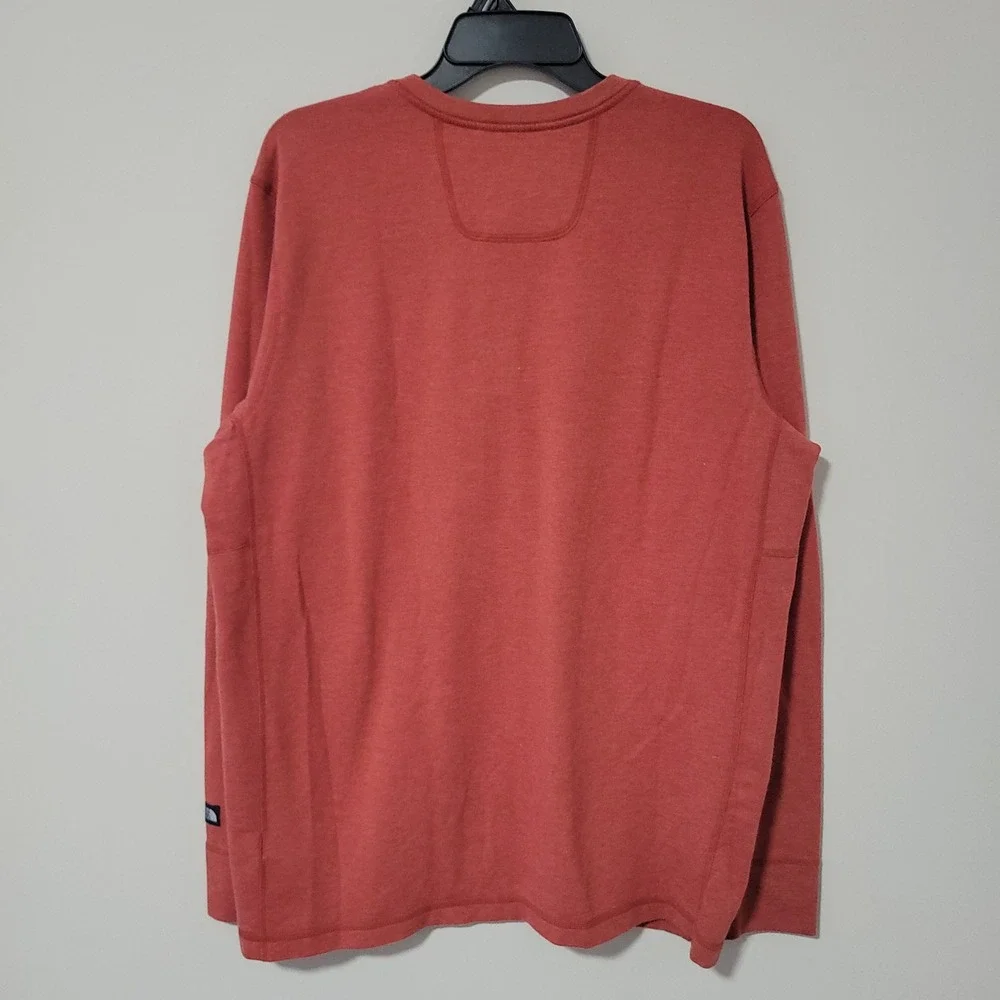 The North Face Henley Shirt Men XL Rust Orange Long Sleeve Stretch Outdoor